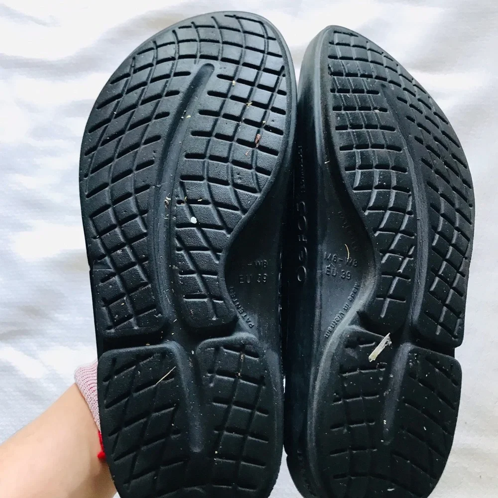 Oofos Black Slide Sandals